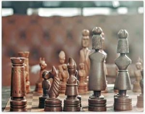 Chess board with pieces