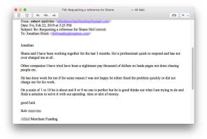 Testimonial Email Screenshot