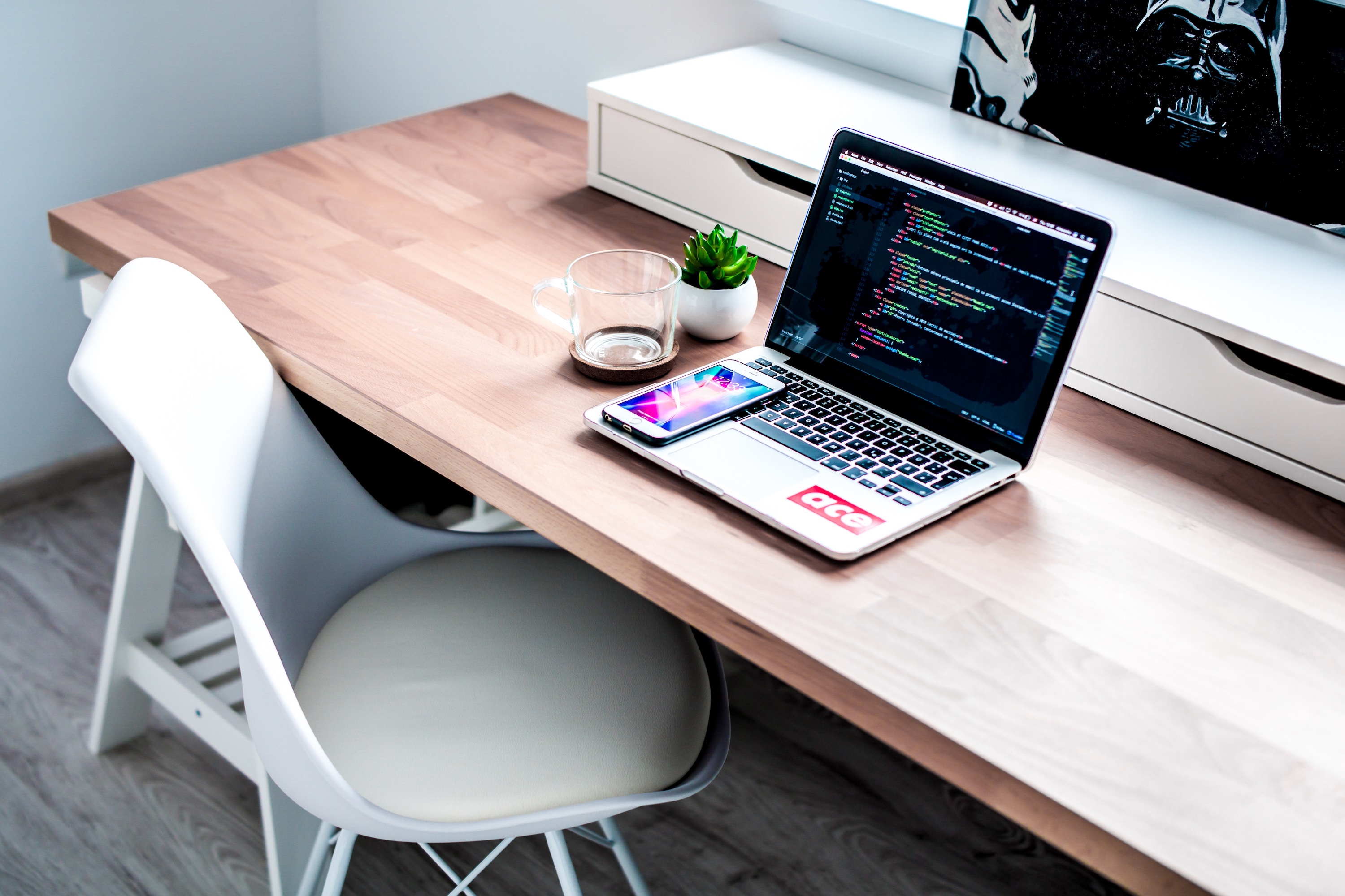 Laptop on contemporary modern desk